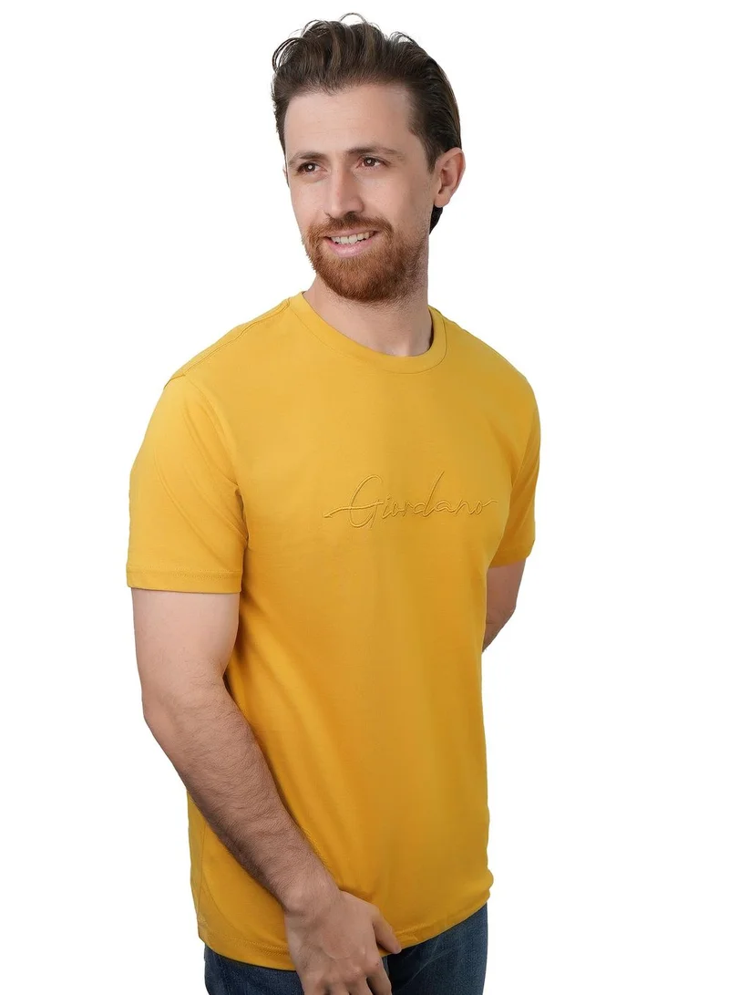 GIORDANO Men's Slim Fit Cotton Signature Print Tee